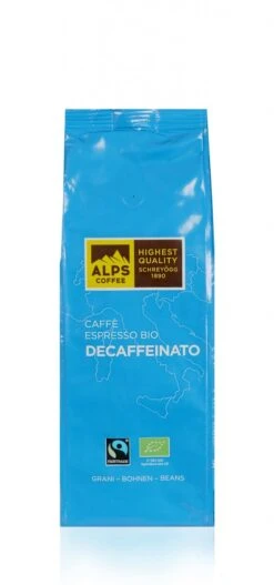 ALPS COFFEE Bio Espresso Kaffee Entkoffeiniert 500g Bohnen IT-BIO-006