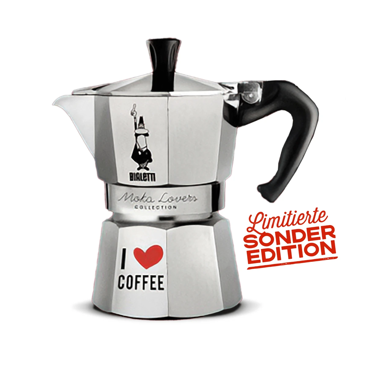 AKTION - Bialetti Moka Express Alu - In Moka Lovers Sonderedition - 3 Tassen 3 AKTION - Bialetti Moka Express Alu - In Moka Lovers Sonderedition - 3 Tassen