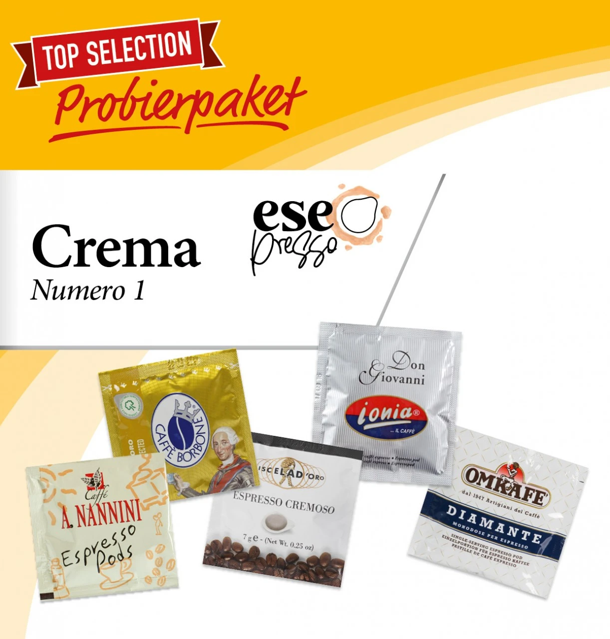 Pad Probierpaket La Crema No.1 - 25 Stück (5 X 5) 3 Pad Probierpaket La Crema No.1 - 25 Stück (5 X 5)