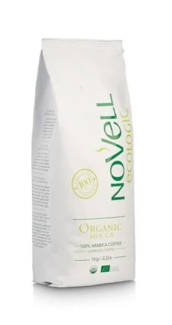Novell Organic Mocca BIO Espressobohnen 1kg -Eureka Verkaufs Shop Novell Organic Mocca 1kg Seitlich Rechts 1280x1280
