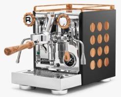 Rocket Appartamento NERO In Holz, Siebträger Espressomaschine, 2-Kreis Maschine