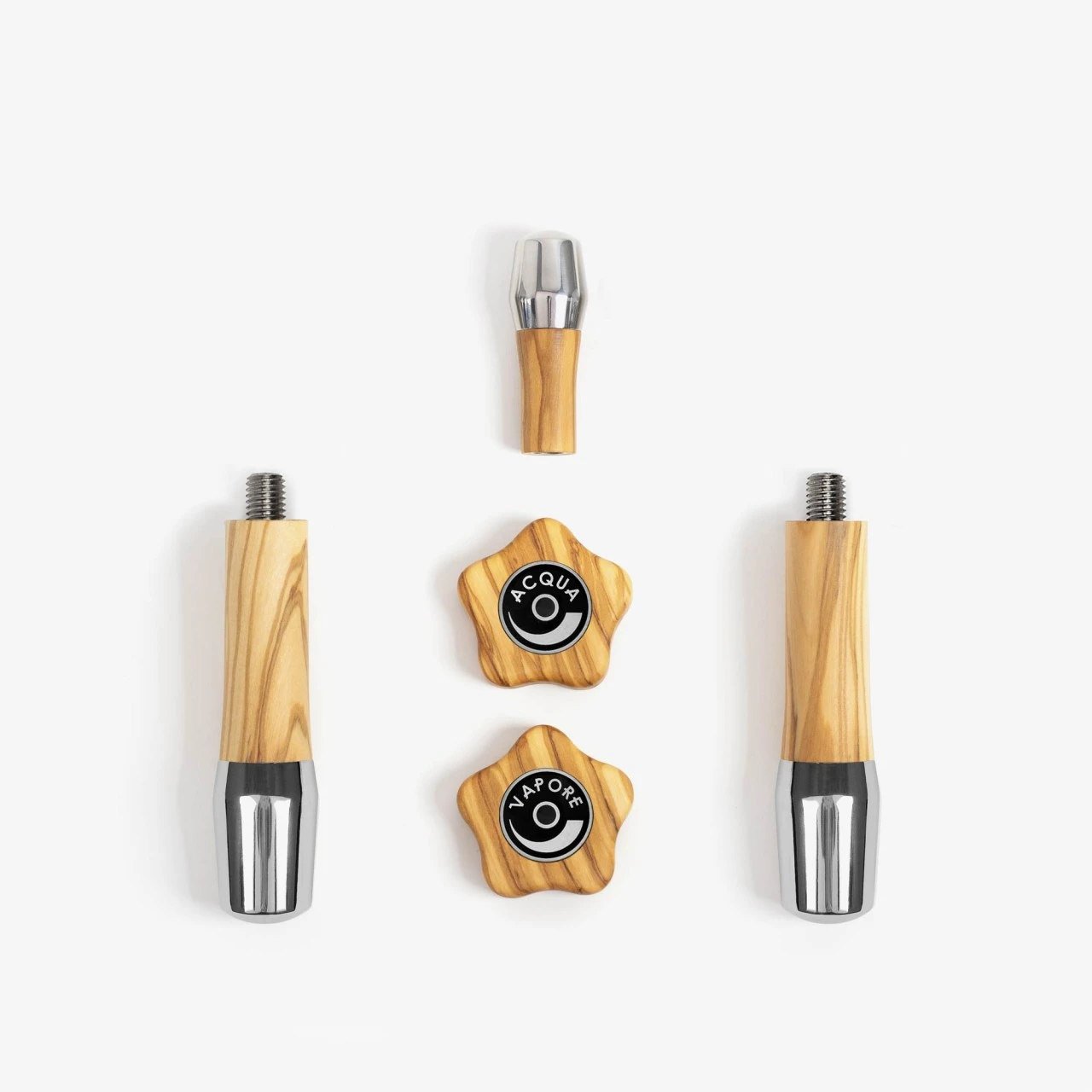 ECM Holzgriffset Mit Drehknöpfen Und Zwei Siebträgergriffen - Made By Wiedemann 3 ECM Holzgriffset Mit Drehknöpfen Und Zwei Siebträgergriffen - Made By Wiedemann