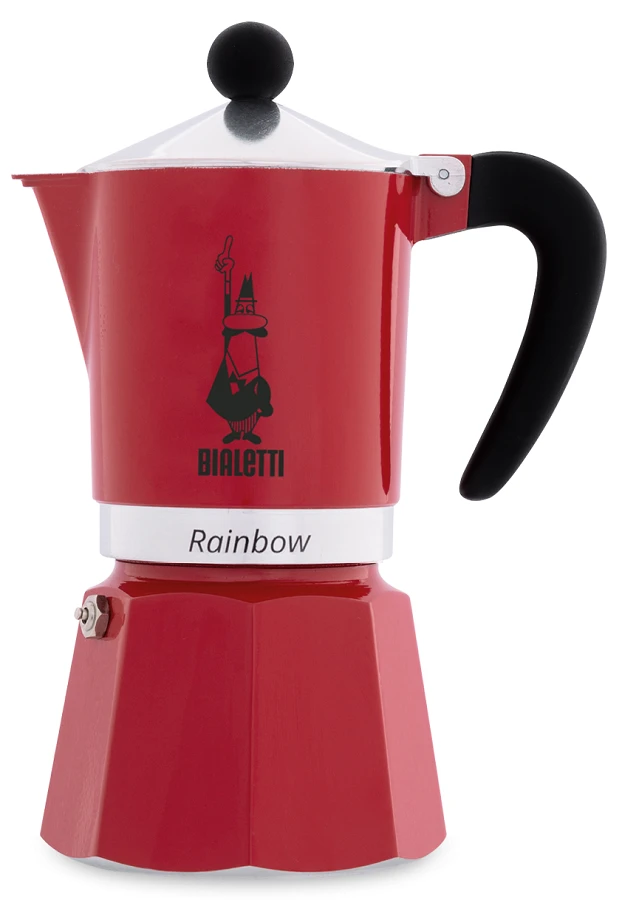 Bialetti Espressokocher Moka Express Rot - 3 Tassen - Rainbow 3 Bialetti Espressokocher Moka Express Rot - 3 Tassen - Rainbow
